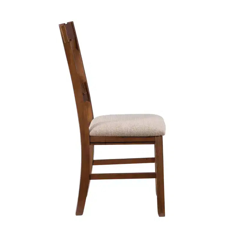 Set of 2 Jackson Wide X Back Fabric Side Chair Dark Hazelnut - Powell