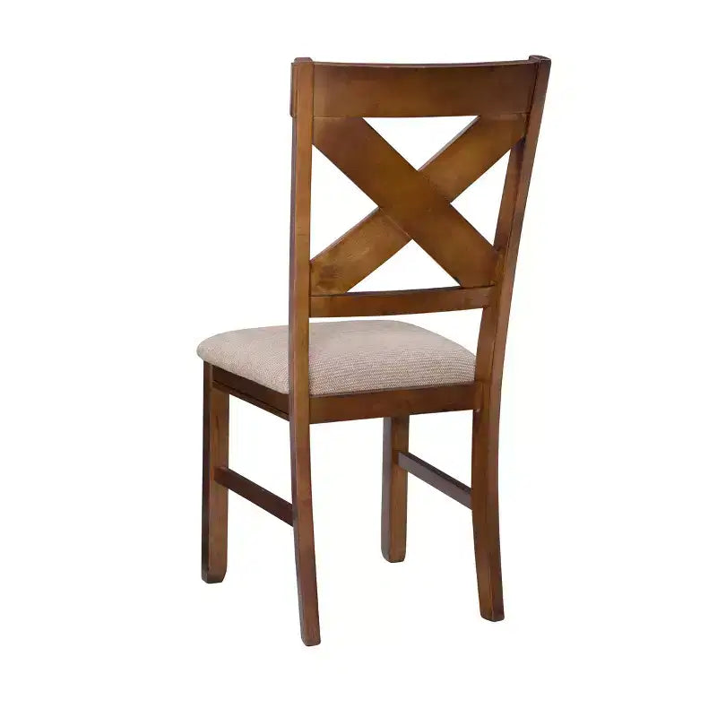 Set of 2 Jackson Wide X Back Fabric Side Chair Dark Hazelnut - Powell
