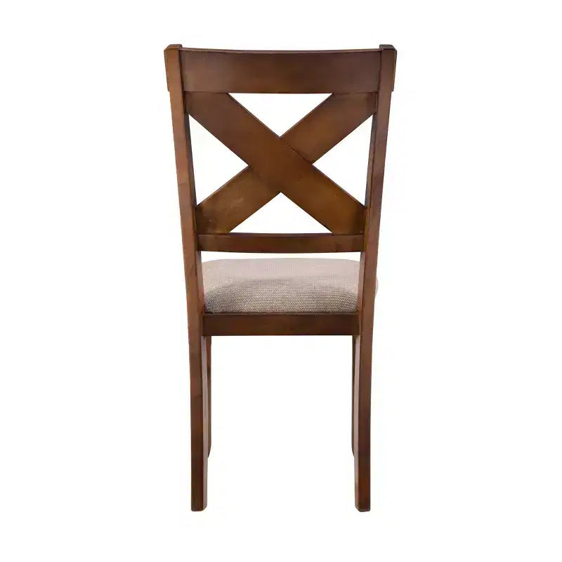 Set of 2 Jackson Wide X Back Fabric Side Chair Dark Hazelnut - Powell