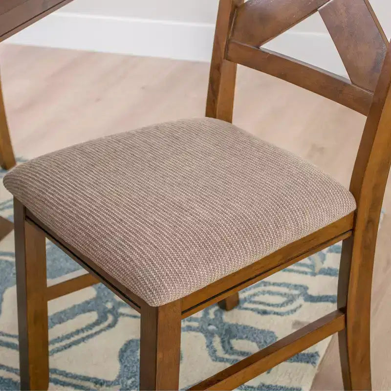 Set of 2 Jackson Wide X Back Fabric Side Chair Dark Hazelnut - Powell