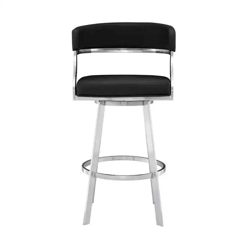 26" Saturn Faux Leather Counter Height Barstool: Swivel, Low Back, Armen Living