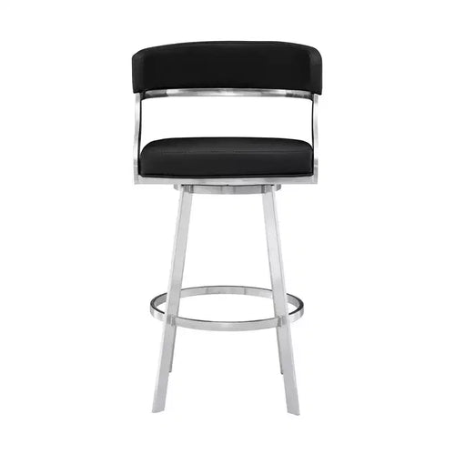 26" Saturn Faux Leather Counter Height Barstool: Swivel, Low Back, Armen Living