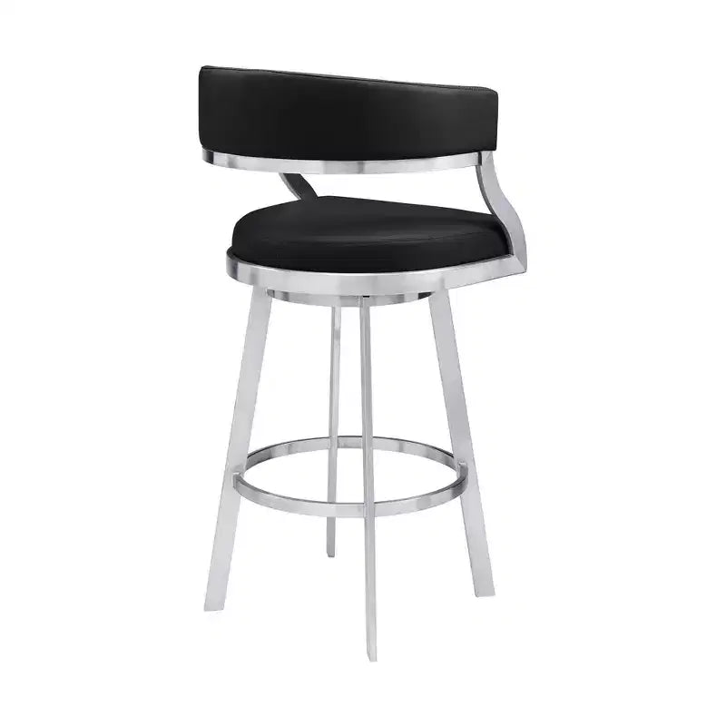 26" Saturn Faux Leather Counter Height Barstool: Swivel, Low Back, Armen Living
