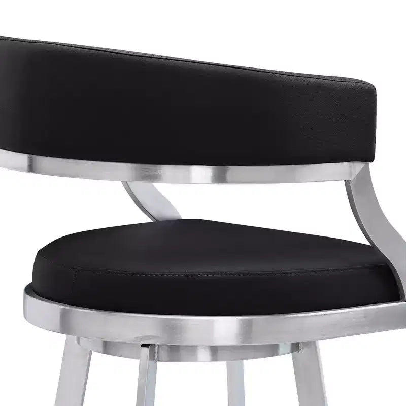 26" Saturn Faux Leather Counter Height Barstool: Swivel, Low Back, Armen Living