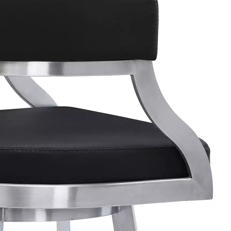 26" Saturn Faux Leather Counter Height Barstool: Swivel, Low Back, Armen Living