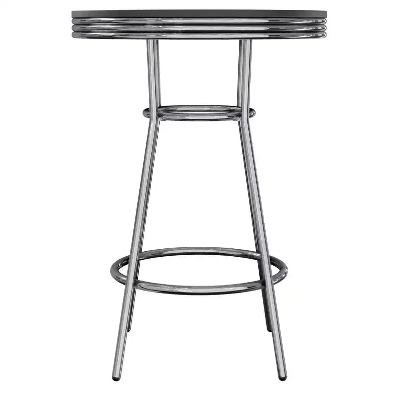 Summit Pub Table Bar Height Wood/Black/Bright Chrome - Winsome