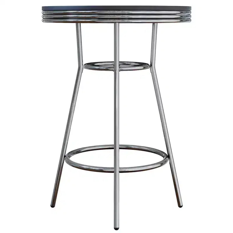 Summit Pub Table Bar Height Wood/Black/Bright Chrome - Winsome