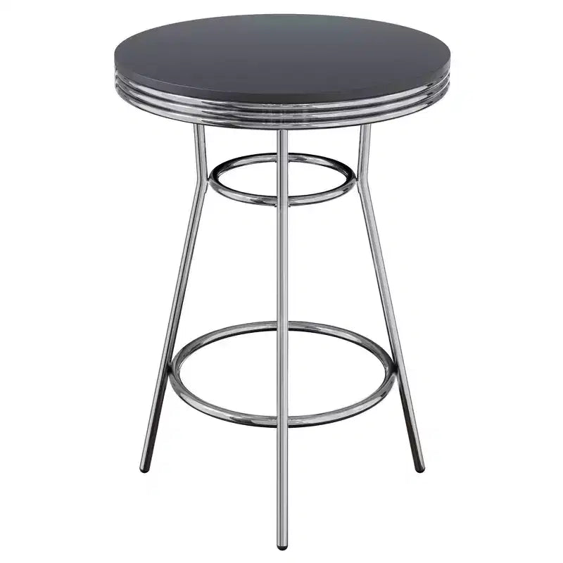 Summit Pub Table Bar Height Wood/Black/Bright Chrome - Winsome