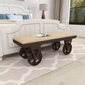 Industrial Wood Bench Brown - Olivia & May: Metal Frame, Wheeled, 400 lbs Capacity