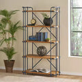 Christopher Knight Home Yorktown 66.75" 5-Shelf Industrial Bookcase Brown: Metal & Wood, Console Style, 250lb Capacity