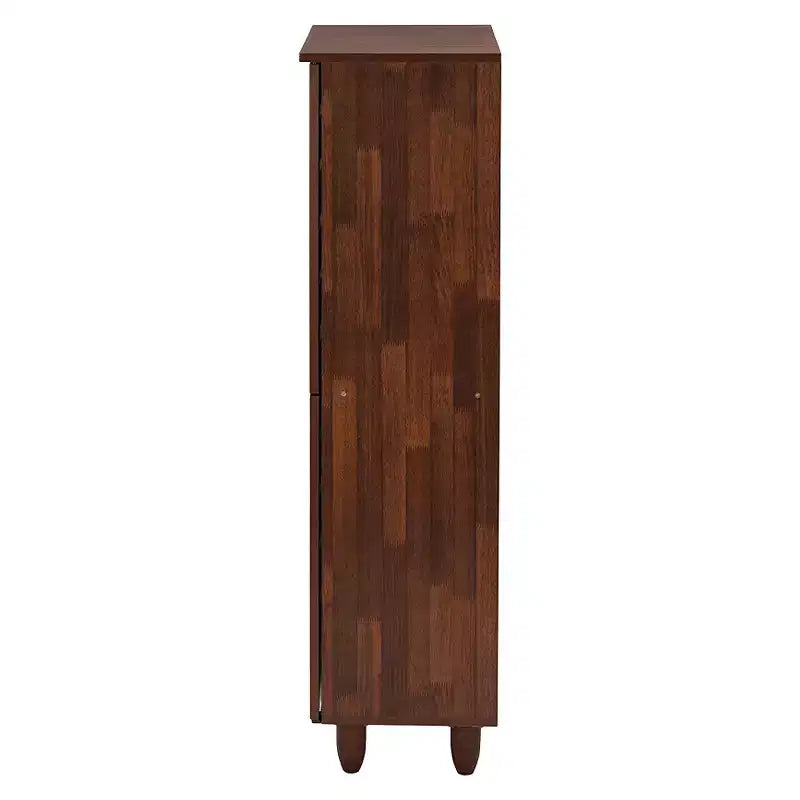 Gisela Two-Tone Shoe Cabinet with 4 Door Oak/White - Baxton Studio