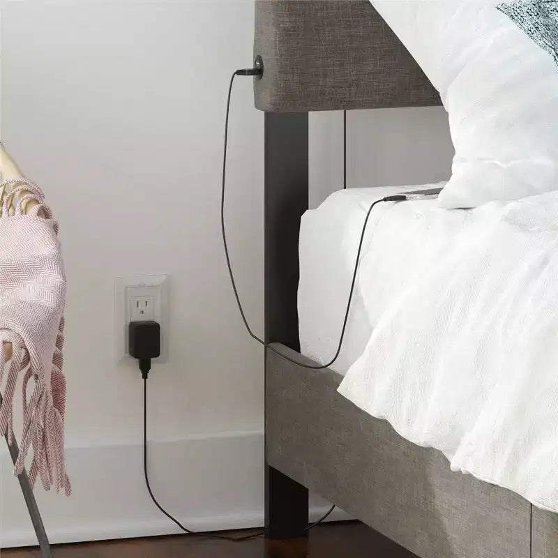 RealRooms Paloma Upholstered Bed with Dual USB Port