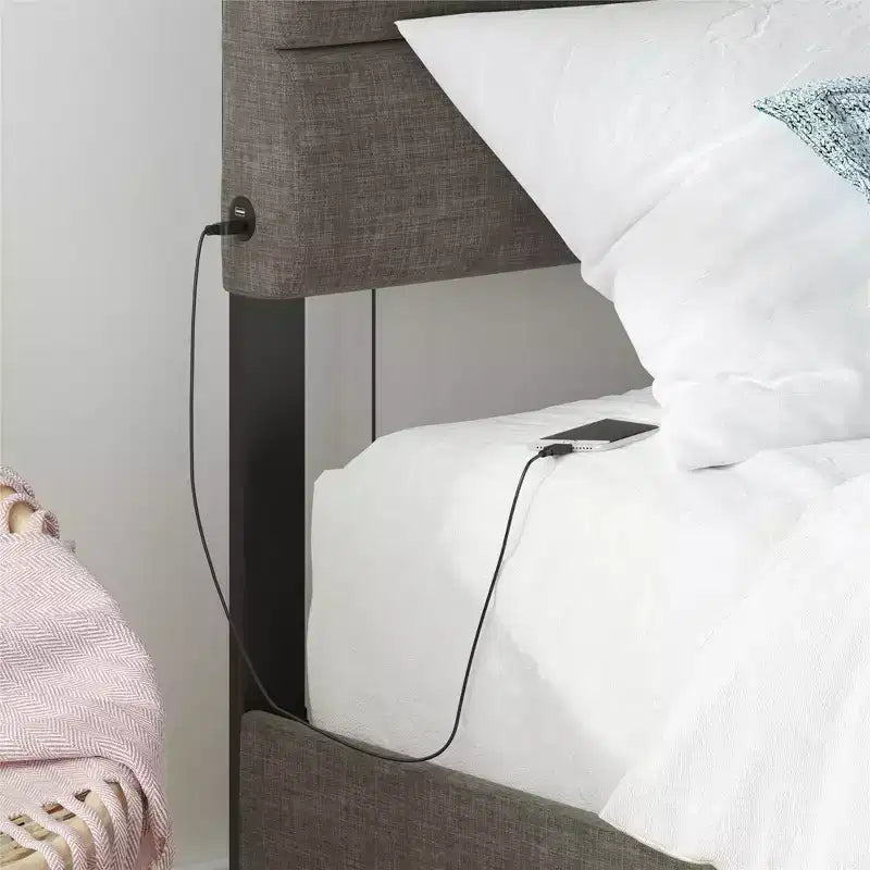 RealRooms Paloma Upholstered Bed with Dual USB Port