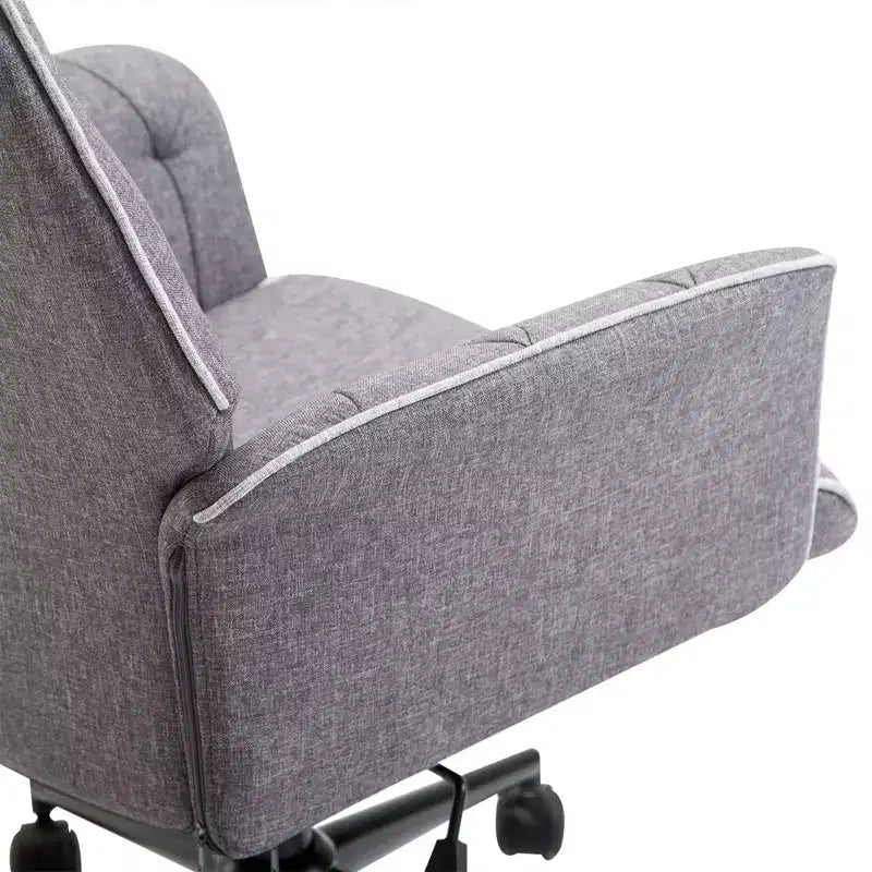 Vinsetto Modern Mid-Back Tufted Linen Home Office Desk Chair with Arms, Swivel Adjustable Task Chair, Upholstery Accent Chair with Soft Seat, Gray
